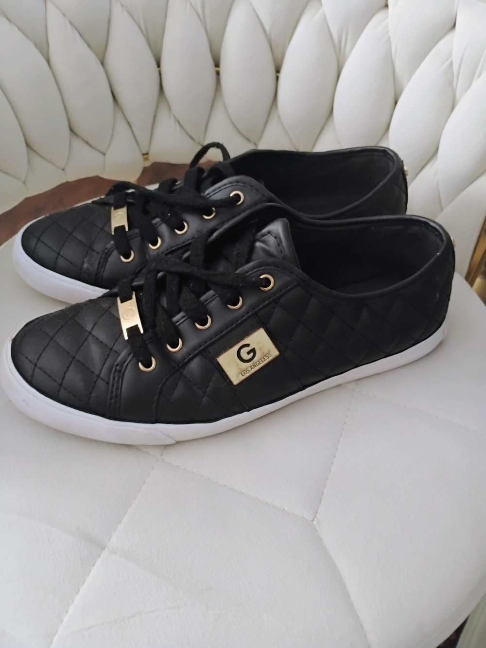 G by Guess Quilted Black Lace-Up Sneakers